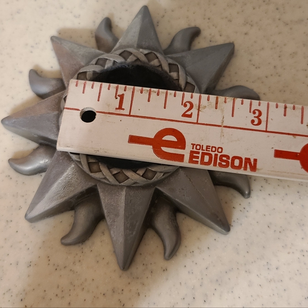 Unique Vintage Silver Sunburst Candle Holder - Picture 5 of 7